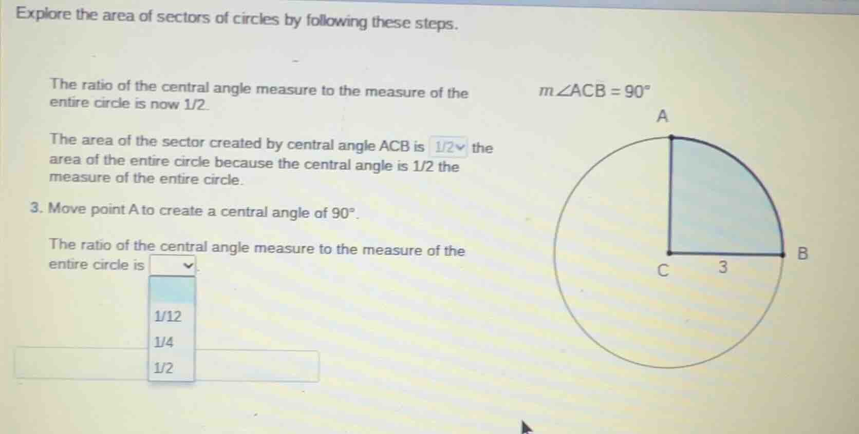 explore the area of sectors of circles by following these steps. the ra…