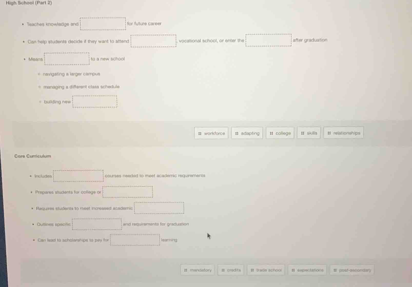 high school (part 2) - teaches knowledge and \boxed{} for future career…