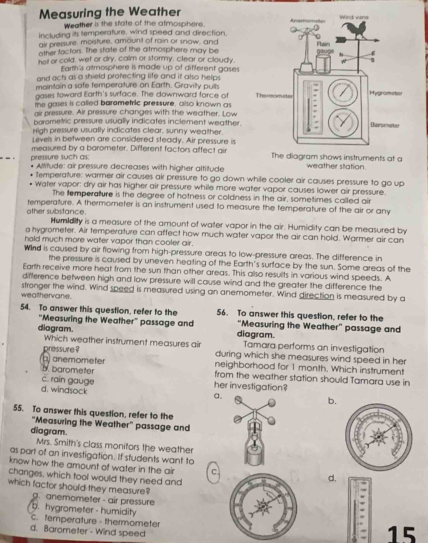 measuring the weather weather is the state of the atmosphere, including…