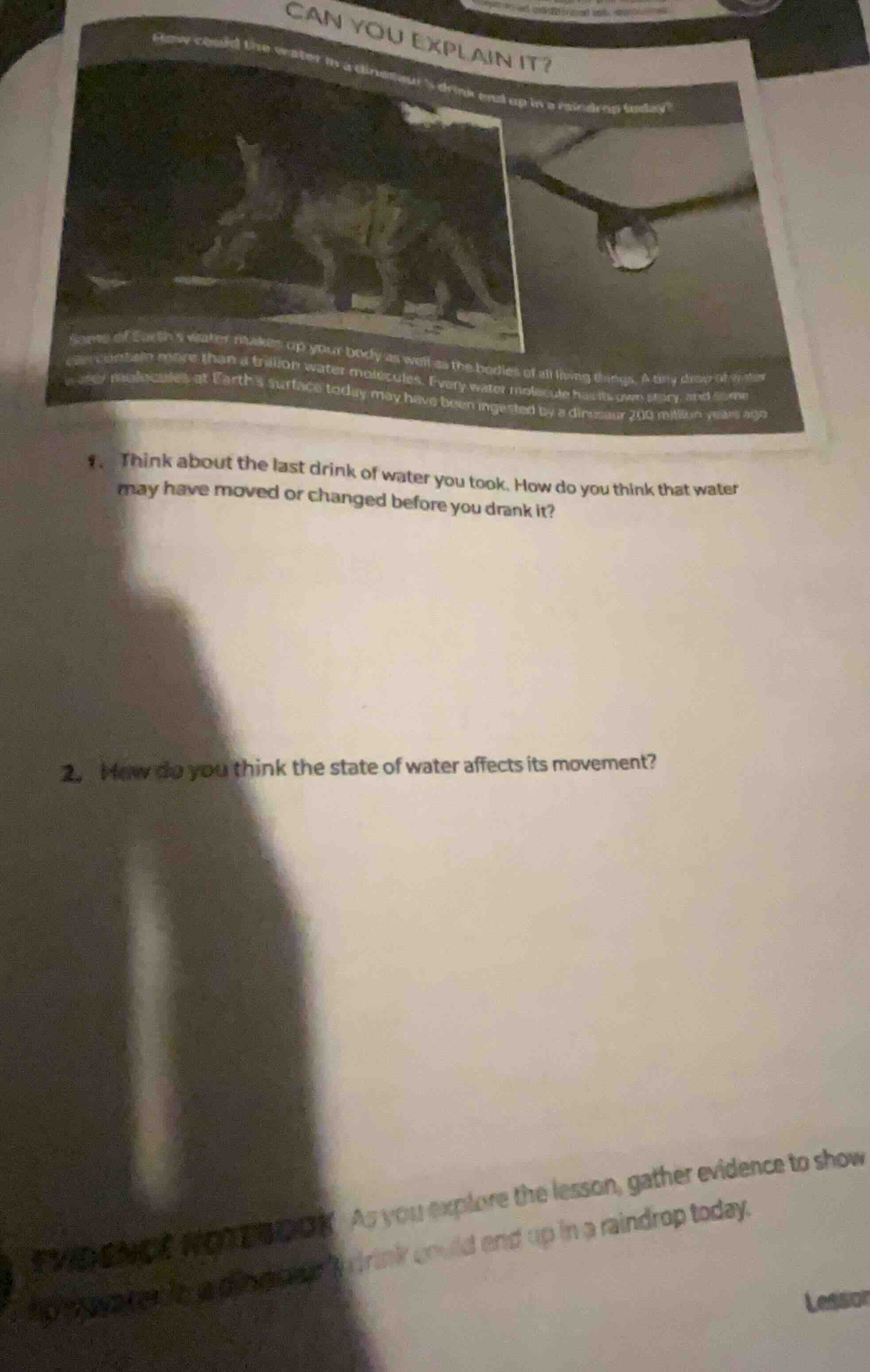 can you explain it? how could the water in a dinosaur’s drink end up in…