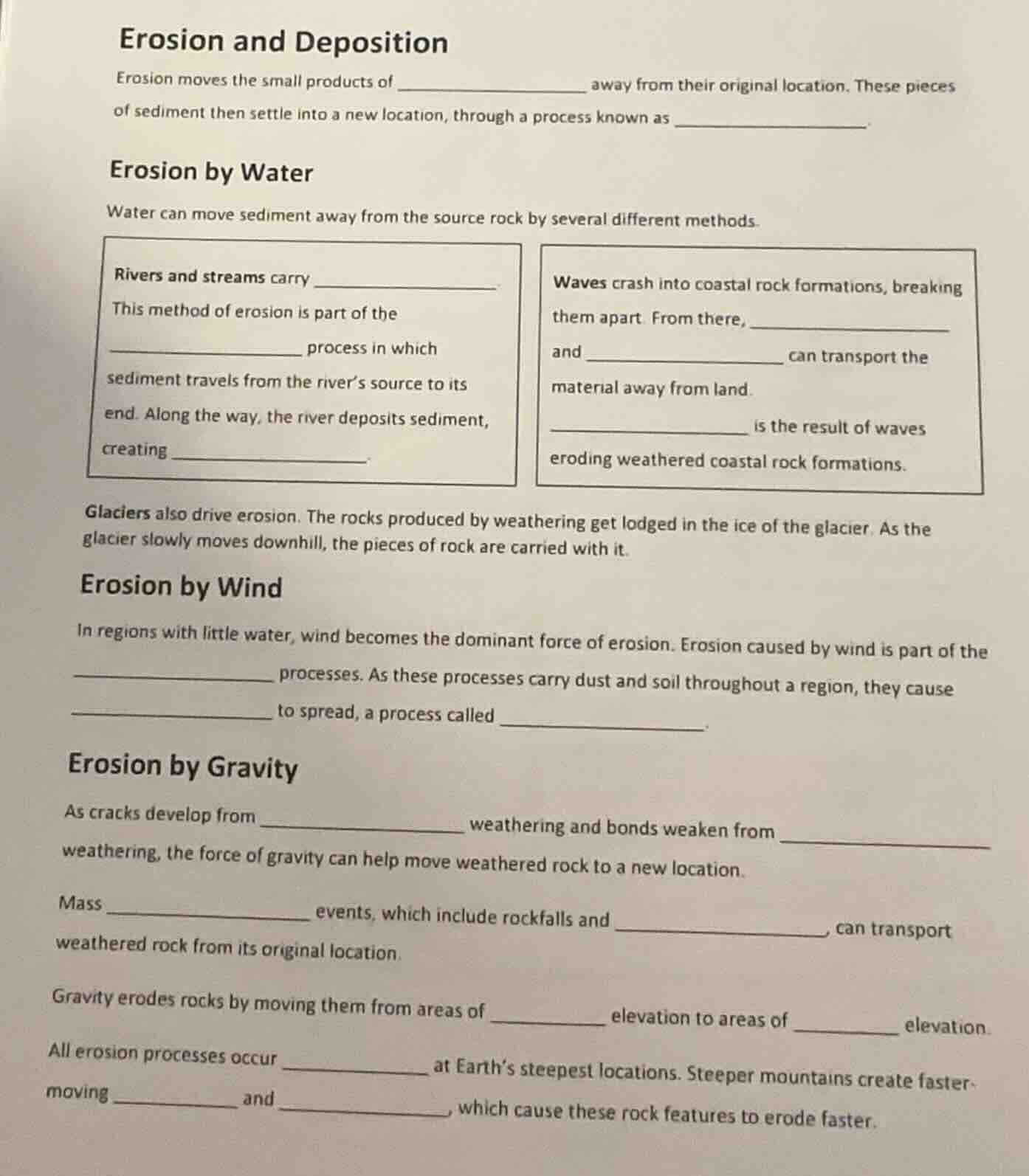 erosion and deposition erosion moves the small products of ____________…