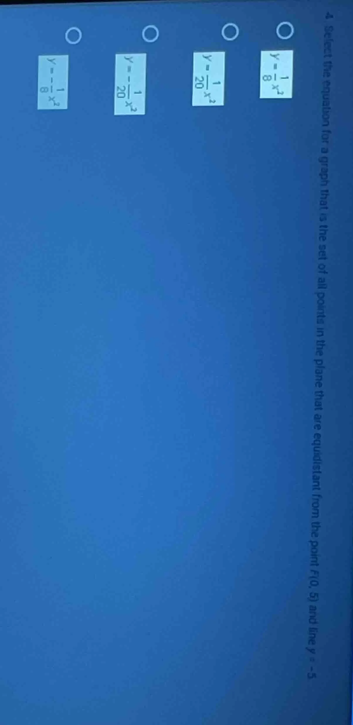 4. select the equation for a graph that is the set of all points in the…