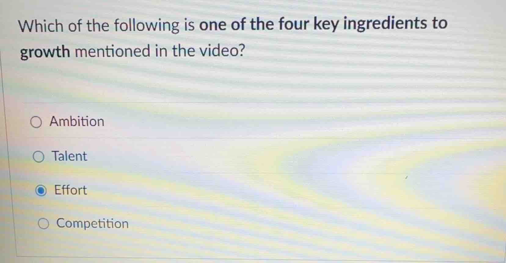 which of the following is one of the four key ingredients to growth men…