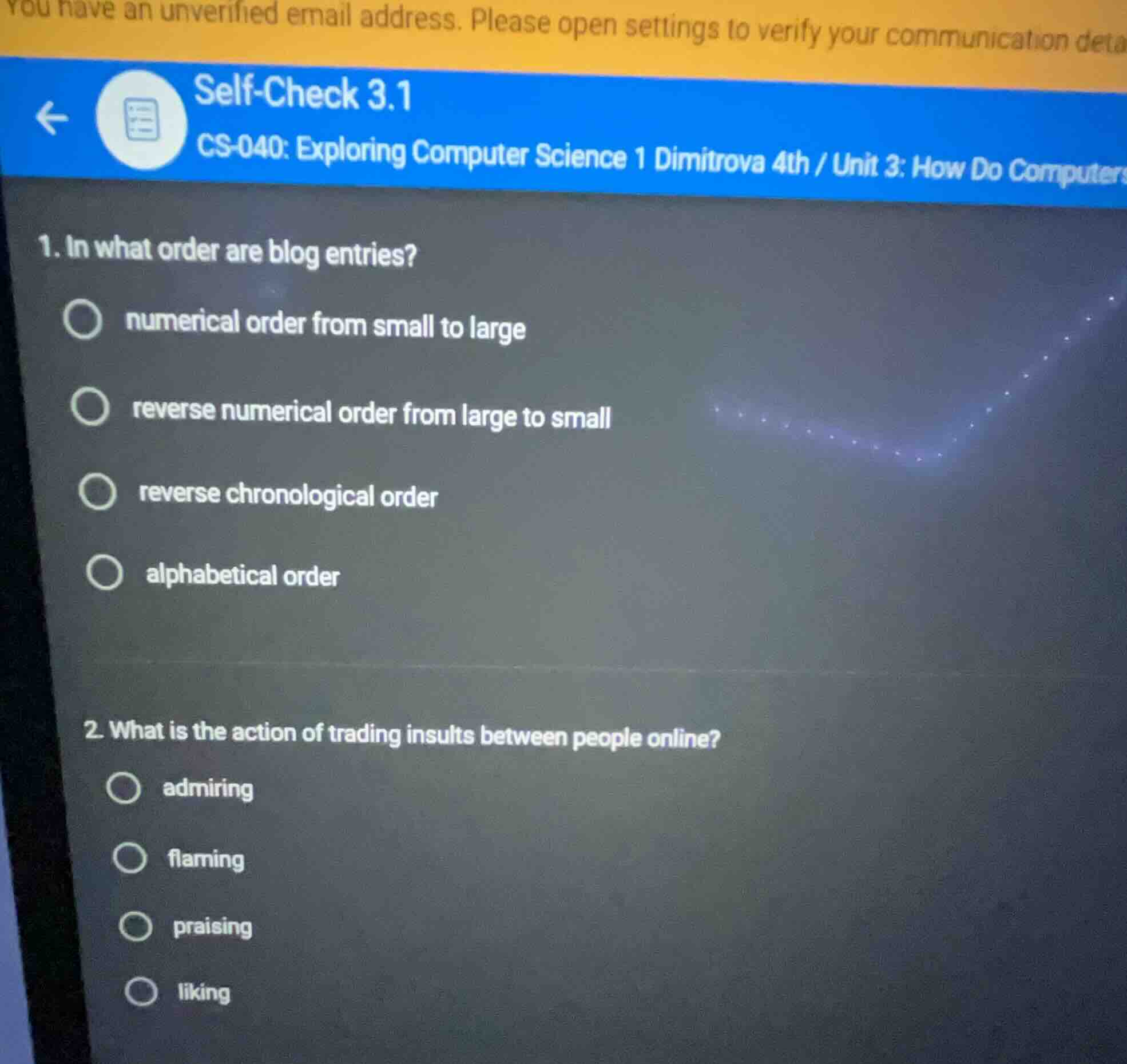 self-check 3.1 cs-040: exploring computer science 1 dimitrova 4th / uni…
