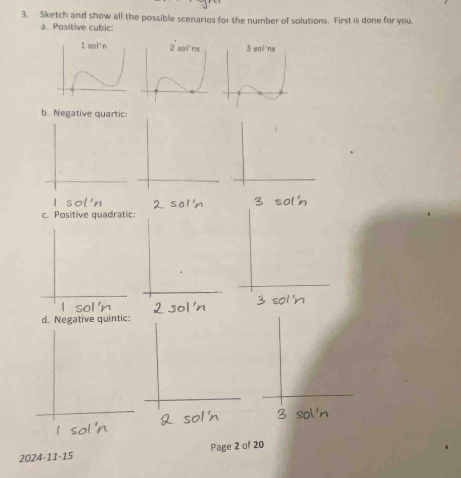 3. sketch and show all the possible scenarios for the number of solutio…