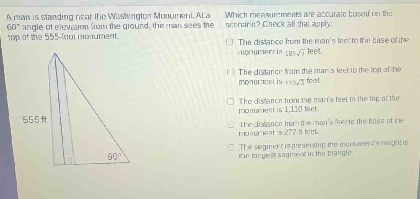 a man is standing near the washington monument. at a 60° angle of eleva…