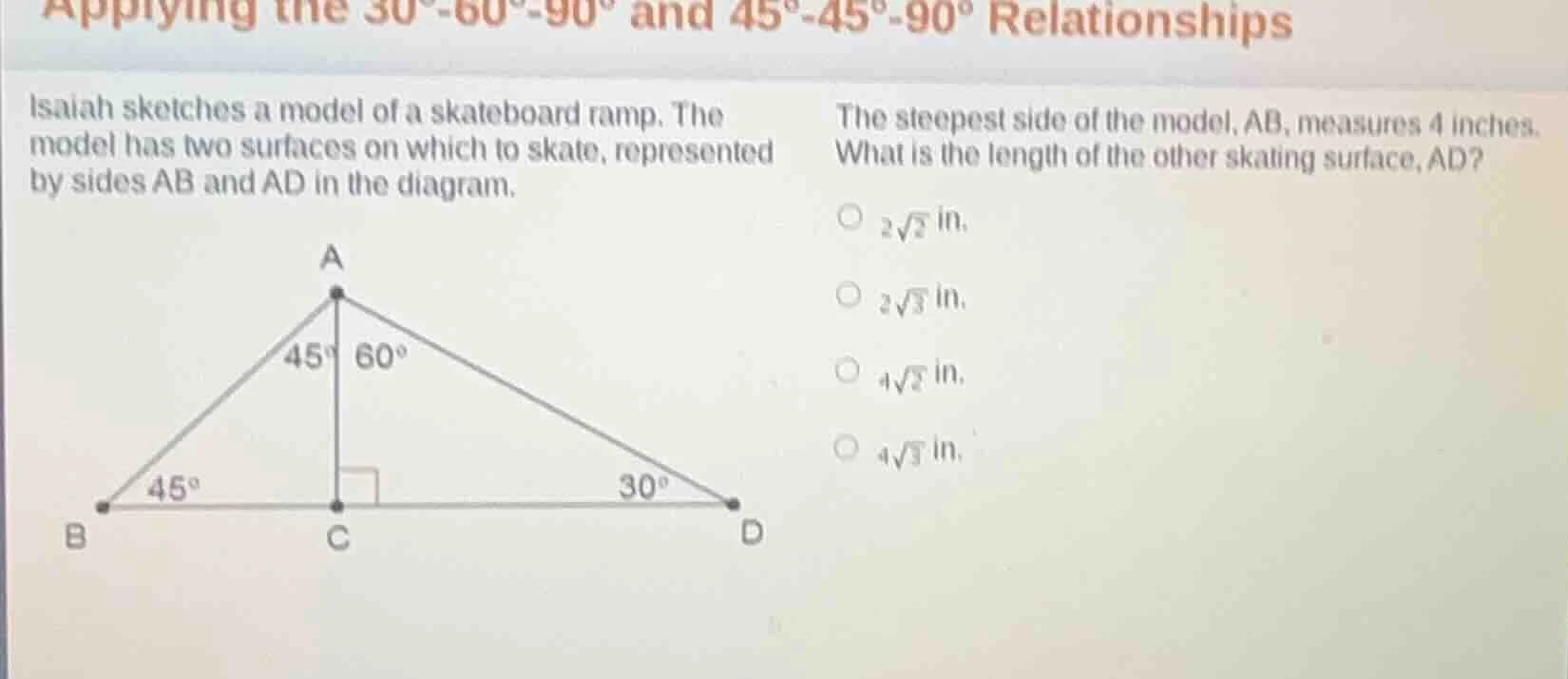 applying the 30°-60°-90° and 45°-45°-90° relationships isaiah sketches …