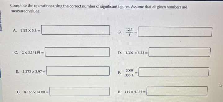 complete the operations using the correct number of significant figures…