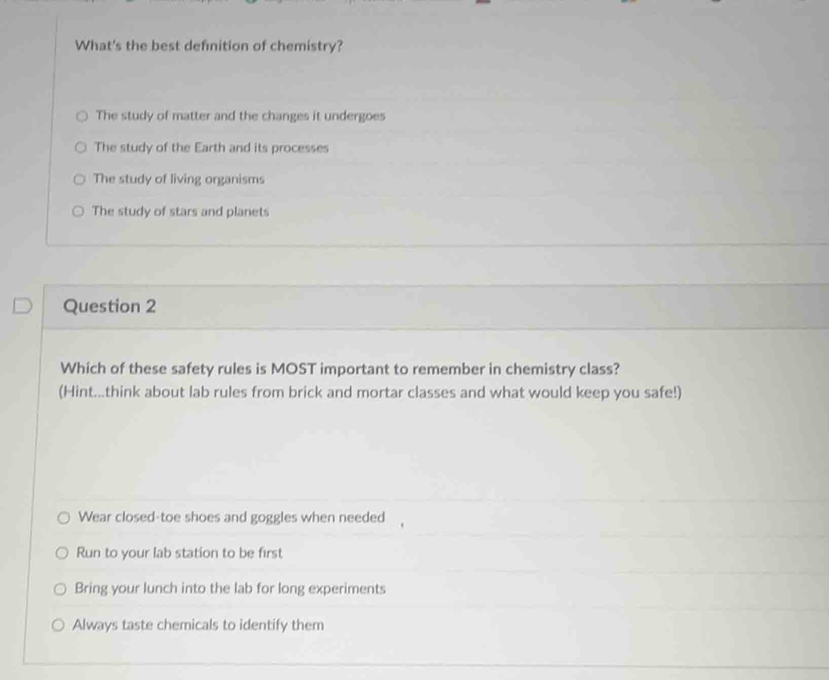 whats the best definition of chemistry? the study of matter and the cha…