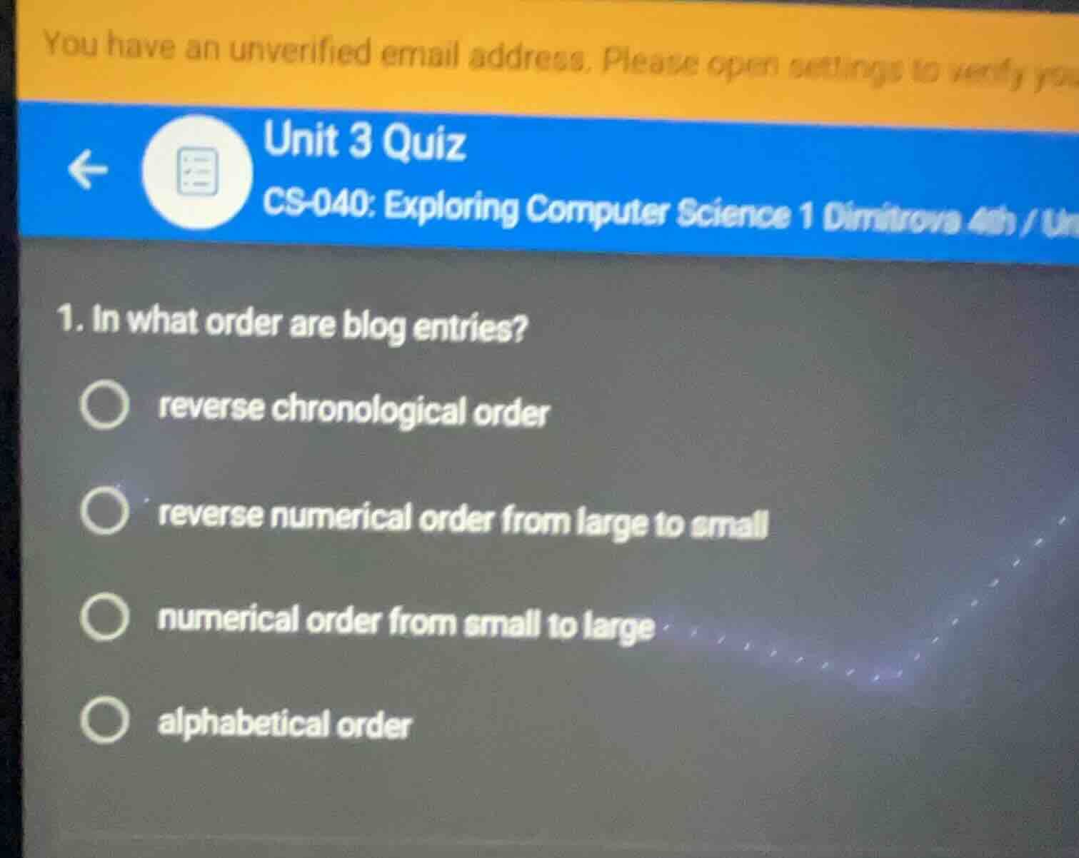 you have an unverified email address. please open settings to verify yo…