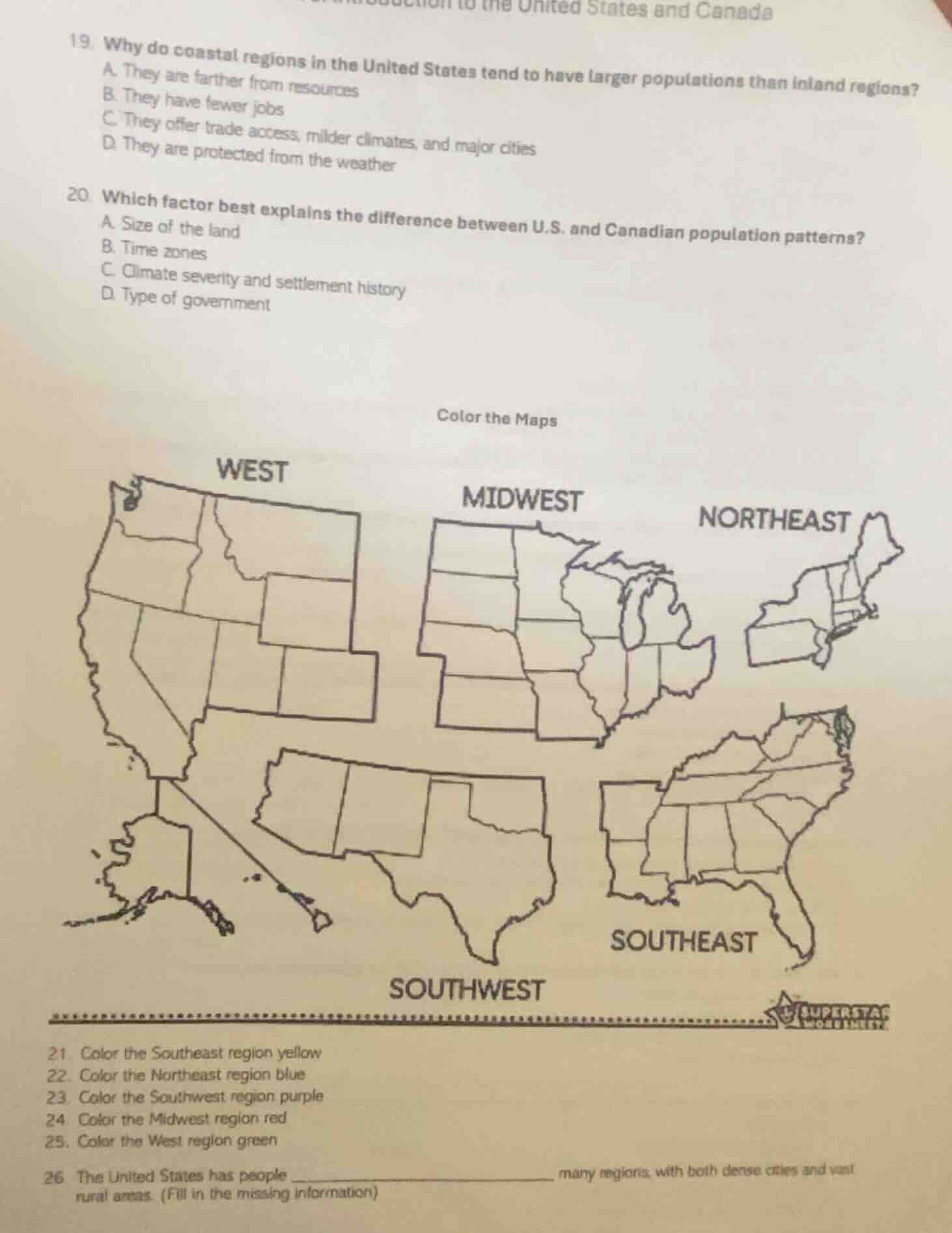 19. why do coastal regions in the united states tend to have larger pop…