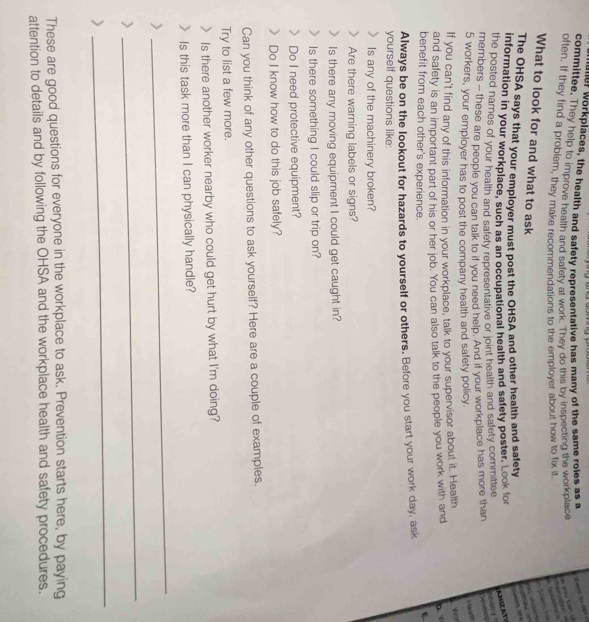 smaller workplaces, the health and safety representative has many of th…