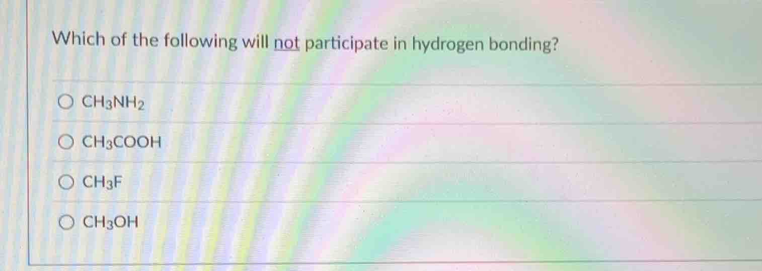 which of the following will not participate in hydrogen bonding?\ \\(\\…