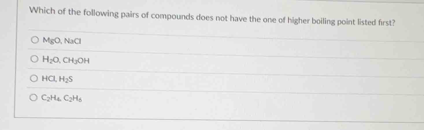 which of the following pairs of compounds does not have the one of high…
