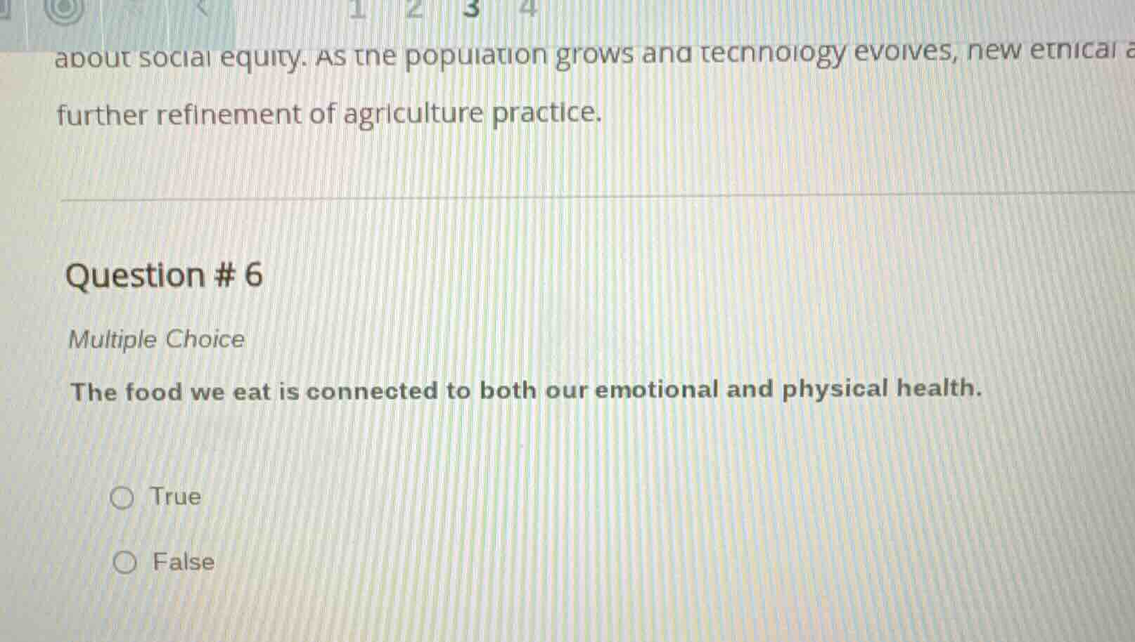 question # 6 multiple choice the food we eat is connected to both our e…