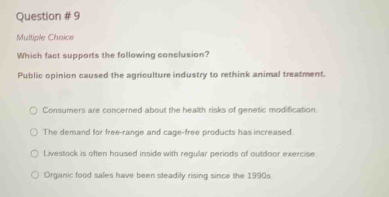 question # 9 multiple choice which fact supports the following conclusi…