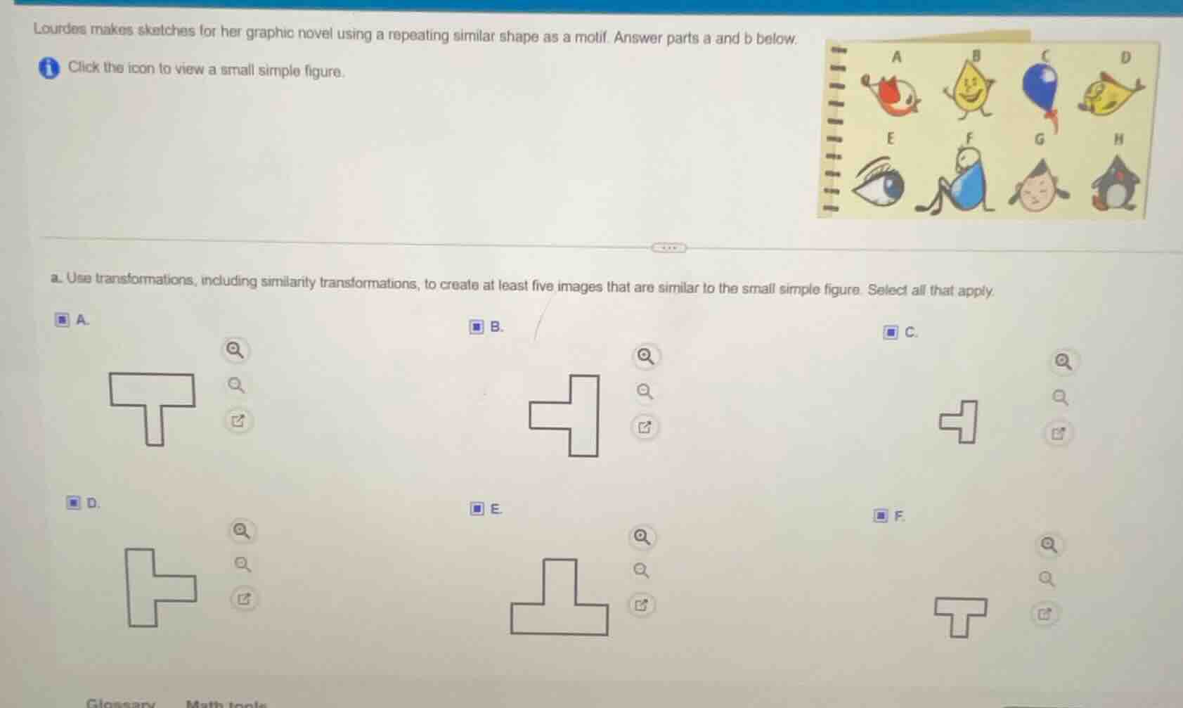 lourdes makes sketches for her graphic novel using a repeating similar …
