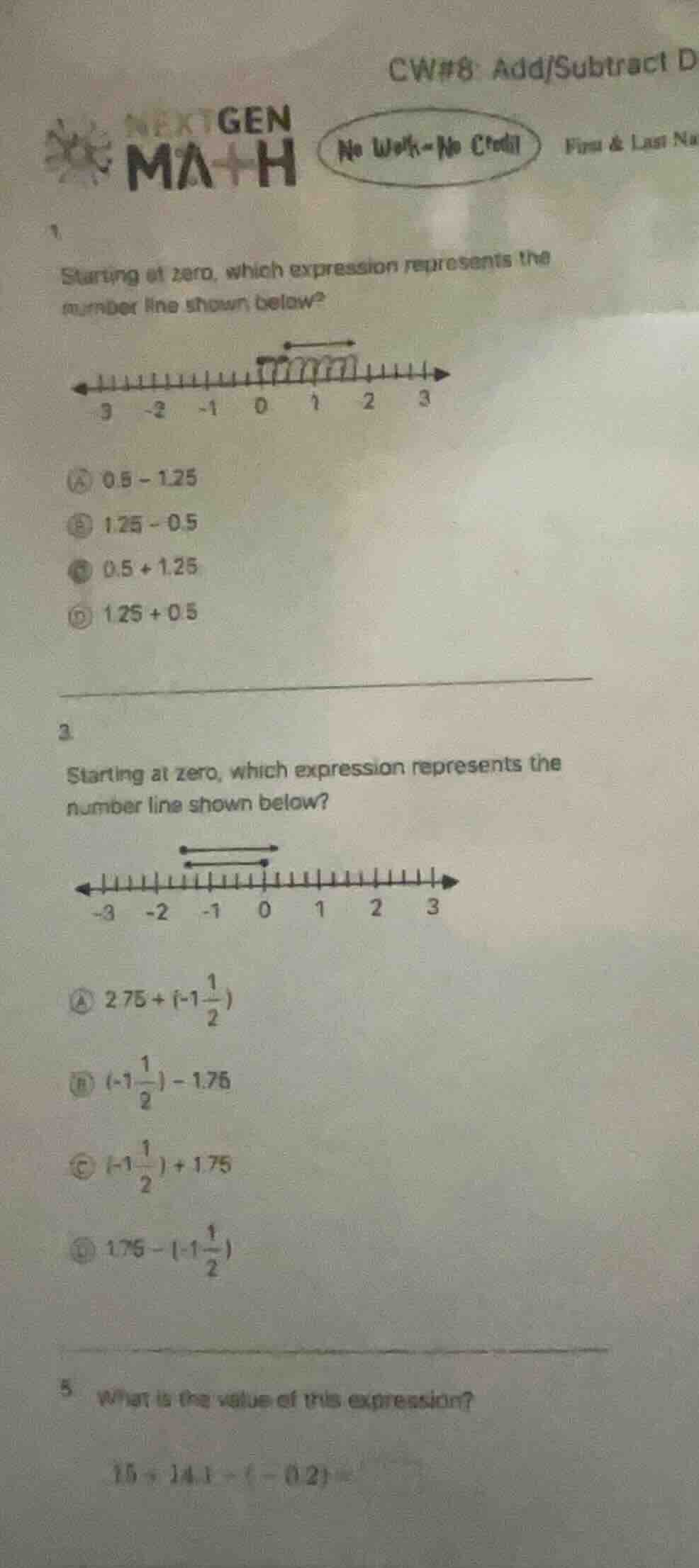 cw#8: add/subtract d next gen math no work - no credit first & last na …