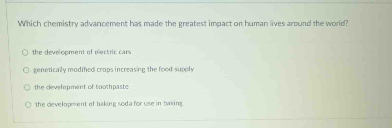 which chemistry advancement has made the greatest impact on human lives…
