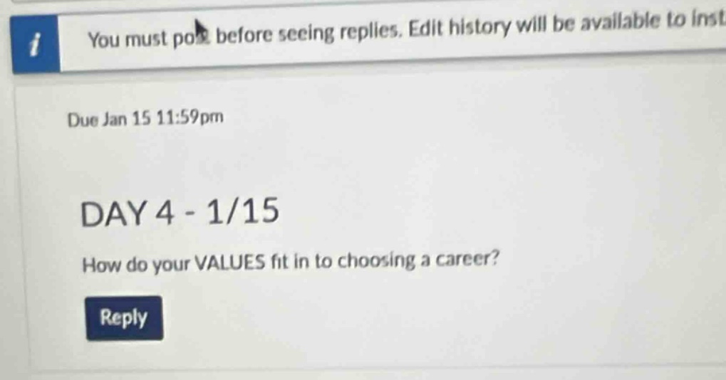 you must post before seeing replies. edit history will be available to …