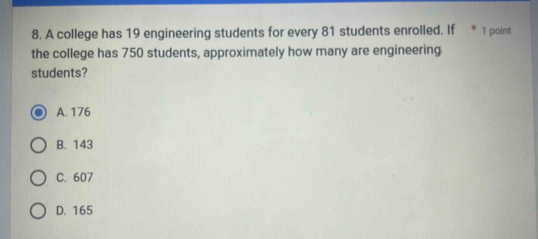 8. a college has 19 engineering students for every 81 students enrolled…