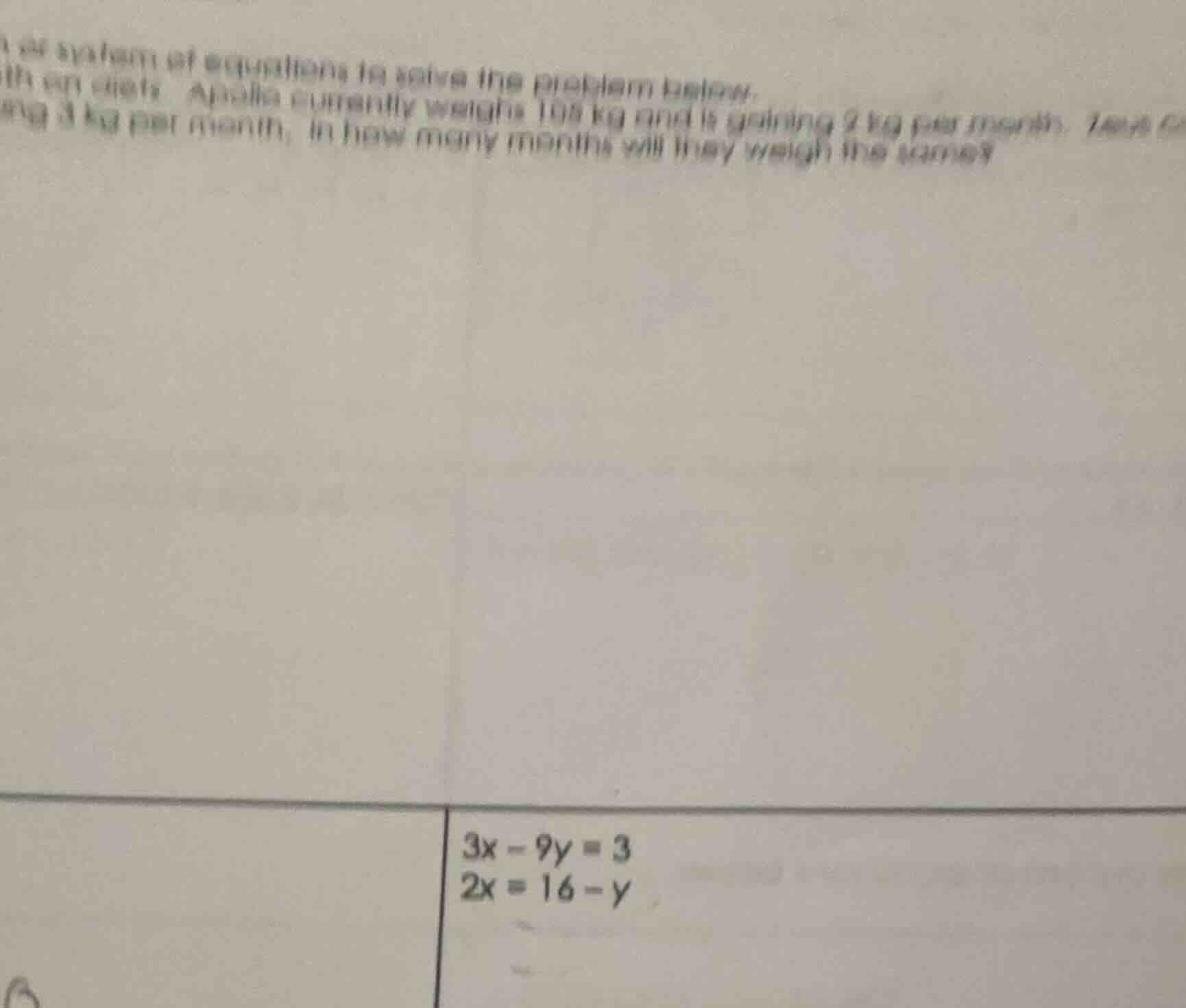 se system of equations to solve the problem below. ith an diets. apollo…