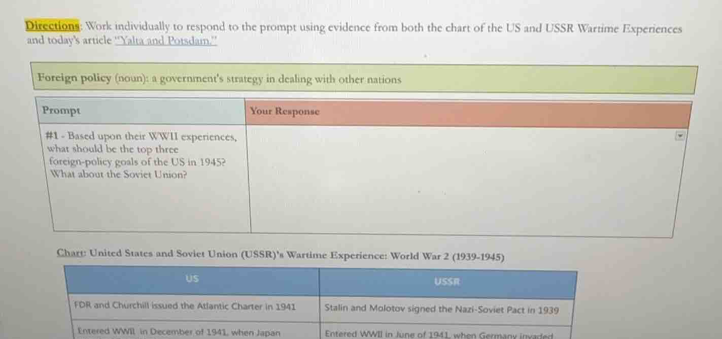 directions: work individually to respond to the prompt using evidence f…