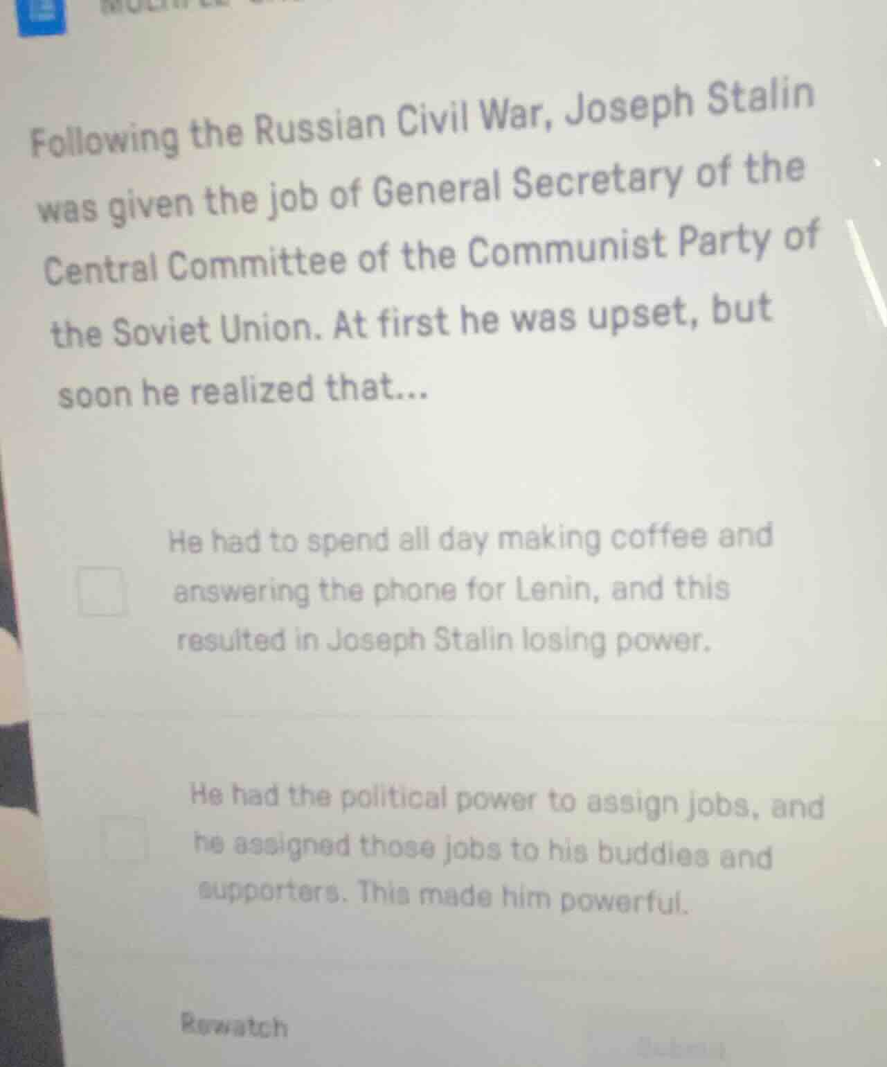 following the russian civil war, joseph stalin was given the job of gen…