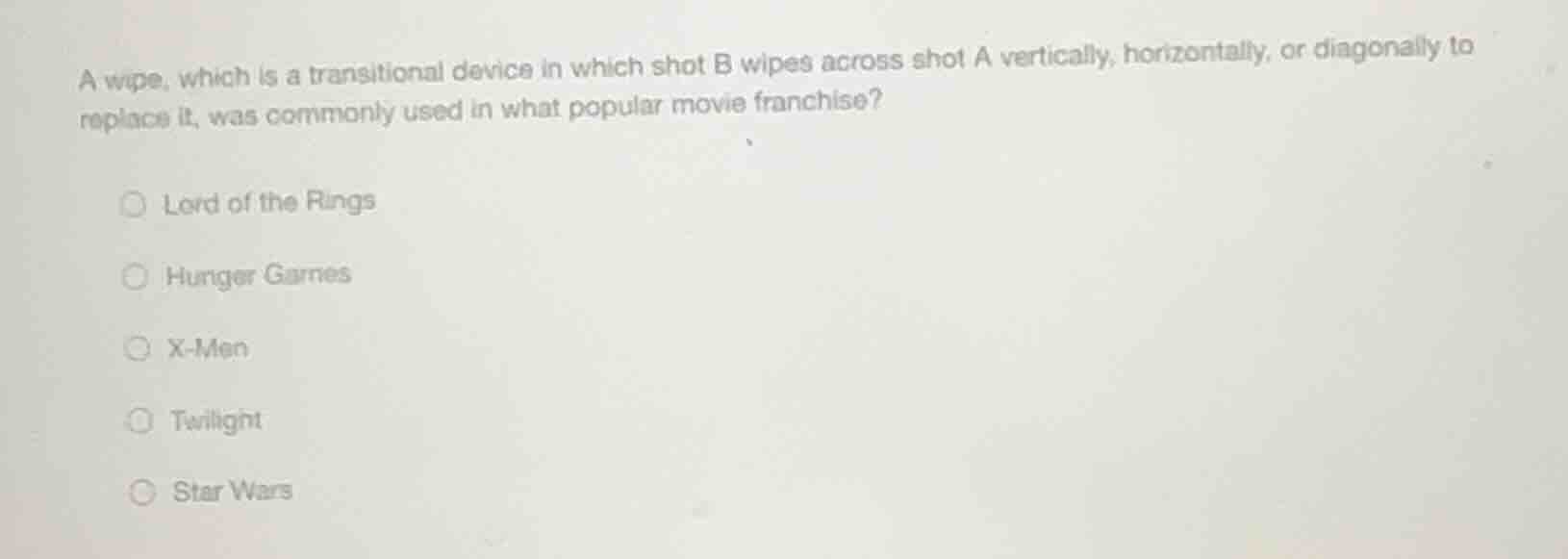 a wipe, which is a transitional device in which shot b wipes across sho…