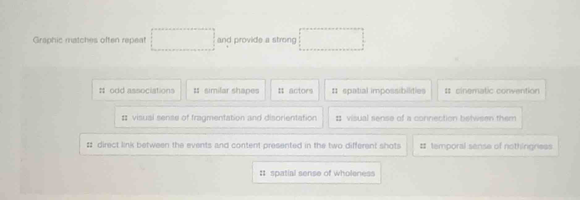 graphic matches often repeat and provide a strong . odd associations si…