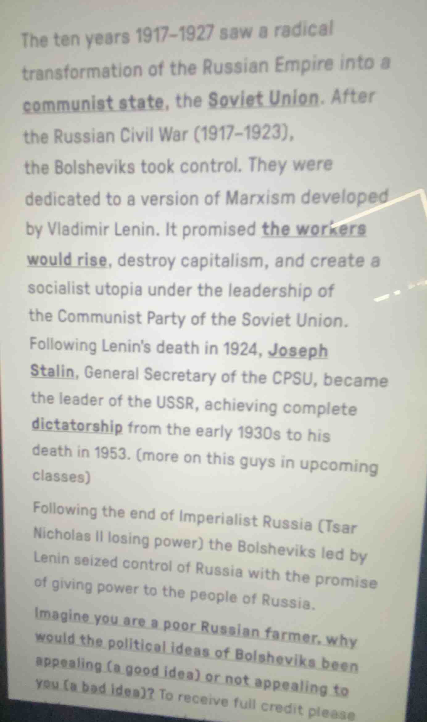 the ten years 1917-1927 saw a radical transformation of the russian emp…