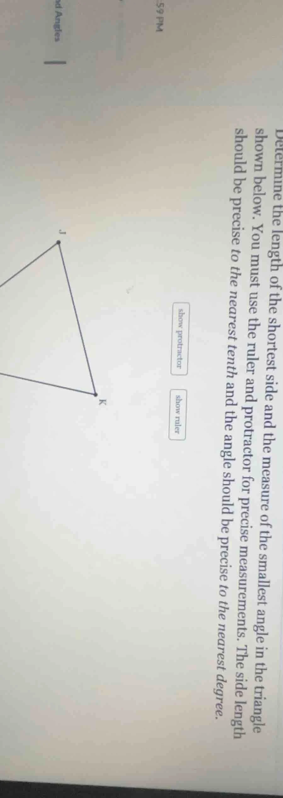 determine the length of the shortest side and the measure of the smalle…