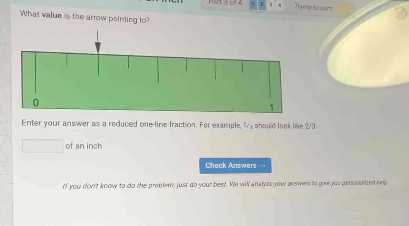 what value is the arrow pointing to? image of a green ruler from 0 to 1…