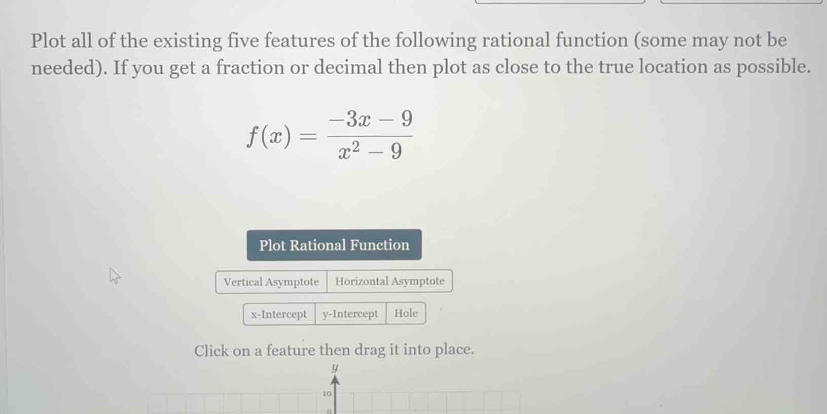plot all of the existing five features of the following rational functi…