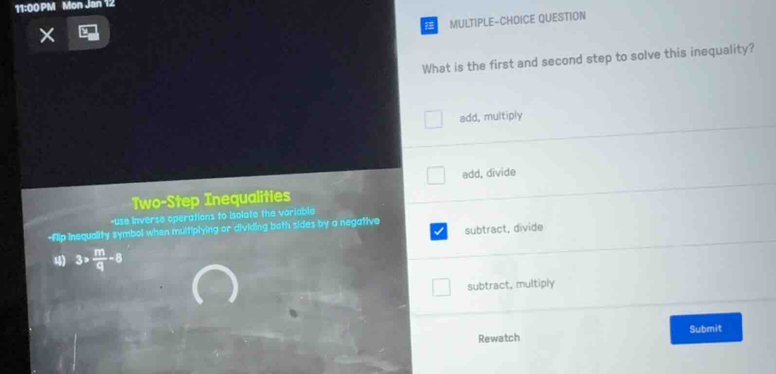 multiple-choice question what is the first and second step to solve thi…
