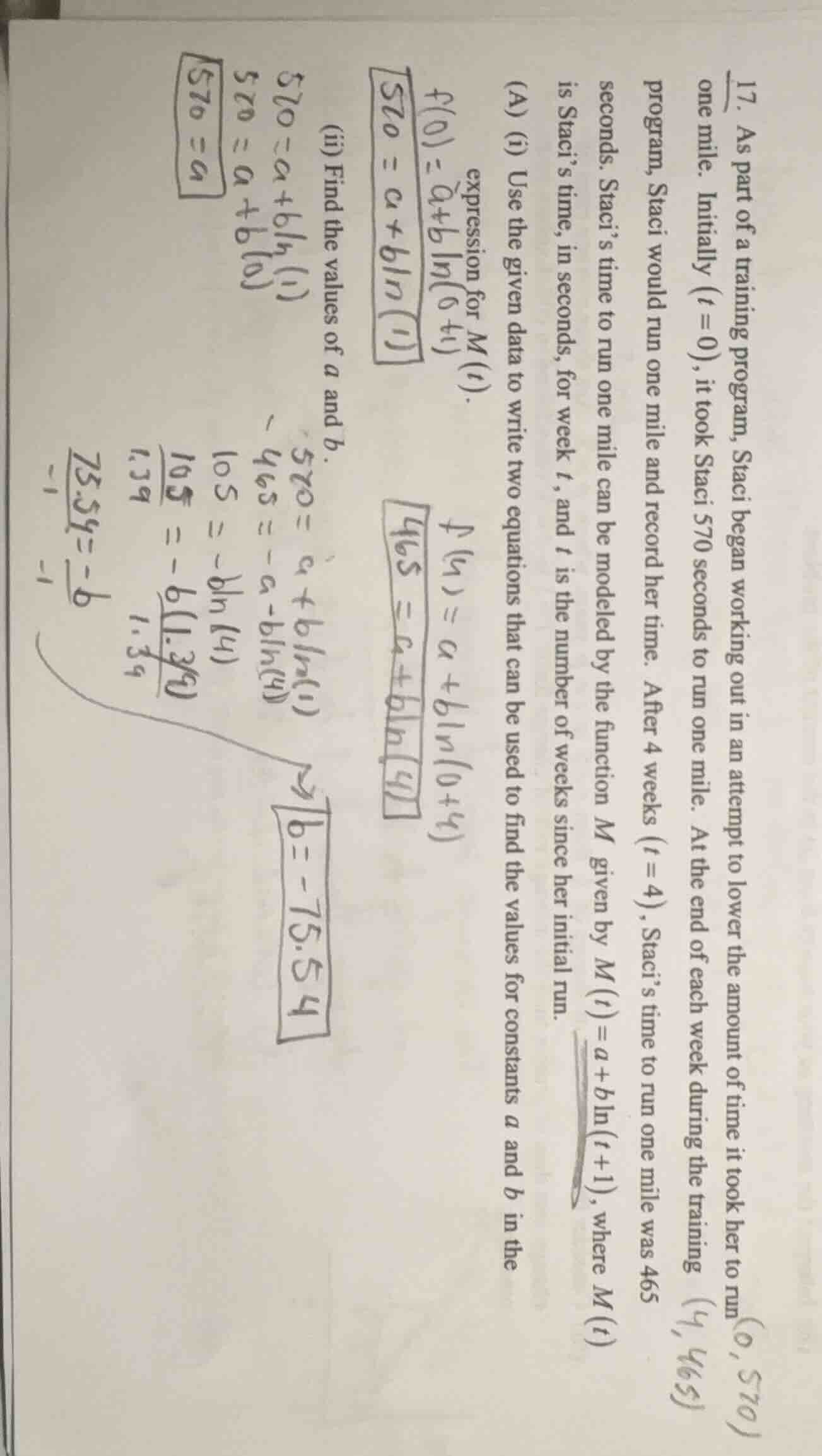 17. as part of a training program, staci began working out in an attemp…