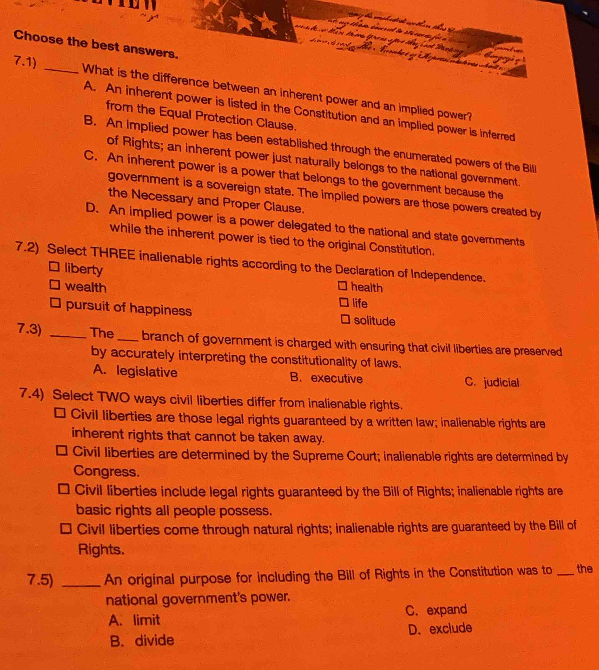 choose the best answers. 7.1) ______ what is the difference between an …