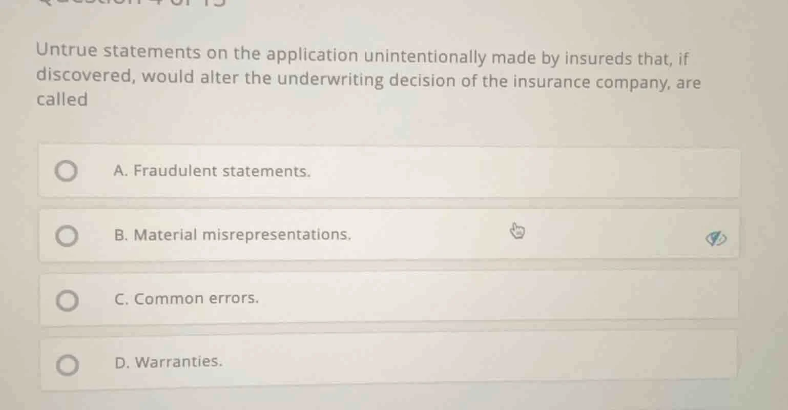 untrue statements on the application unintentionally made by insureds t…