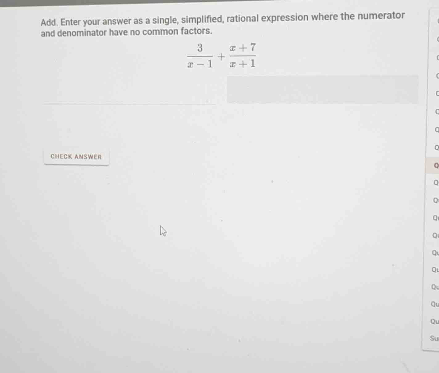 add. enter your answer as a single, simplified, rational expression whe…