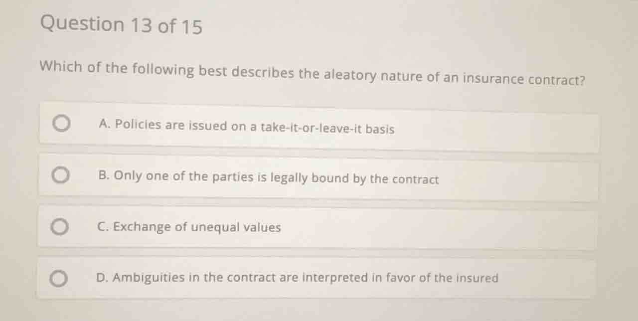 question 13 of 15 which of the following best describes the aleatory na…