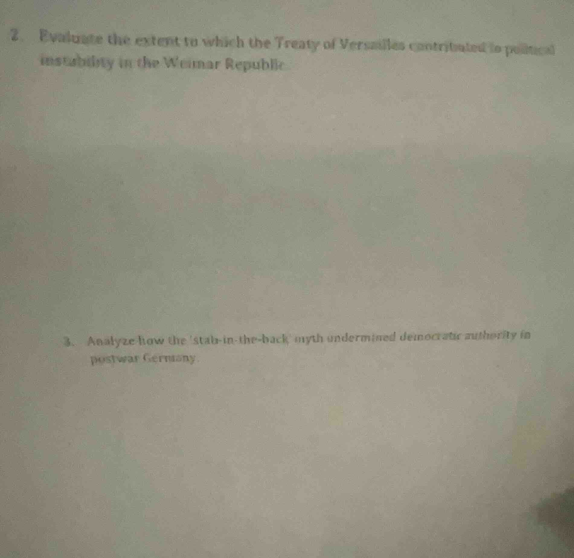 2. evaluate the extent to which the treaty of versailles contributed to…