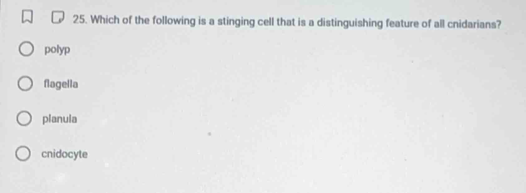 25. which of the following is a stinging cell that is a distinguishing …