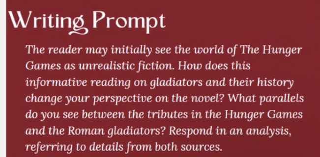 writing prompt the reader may initially see the world of the hunger gam…