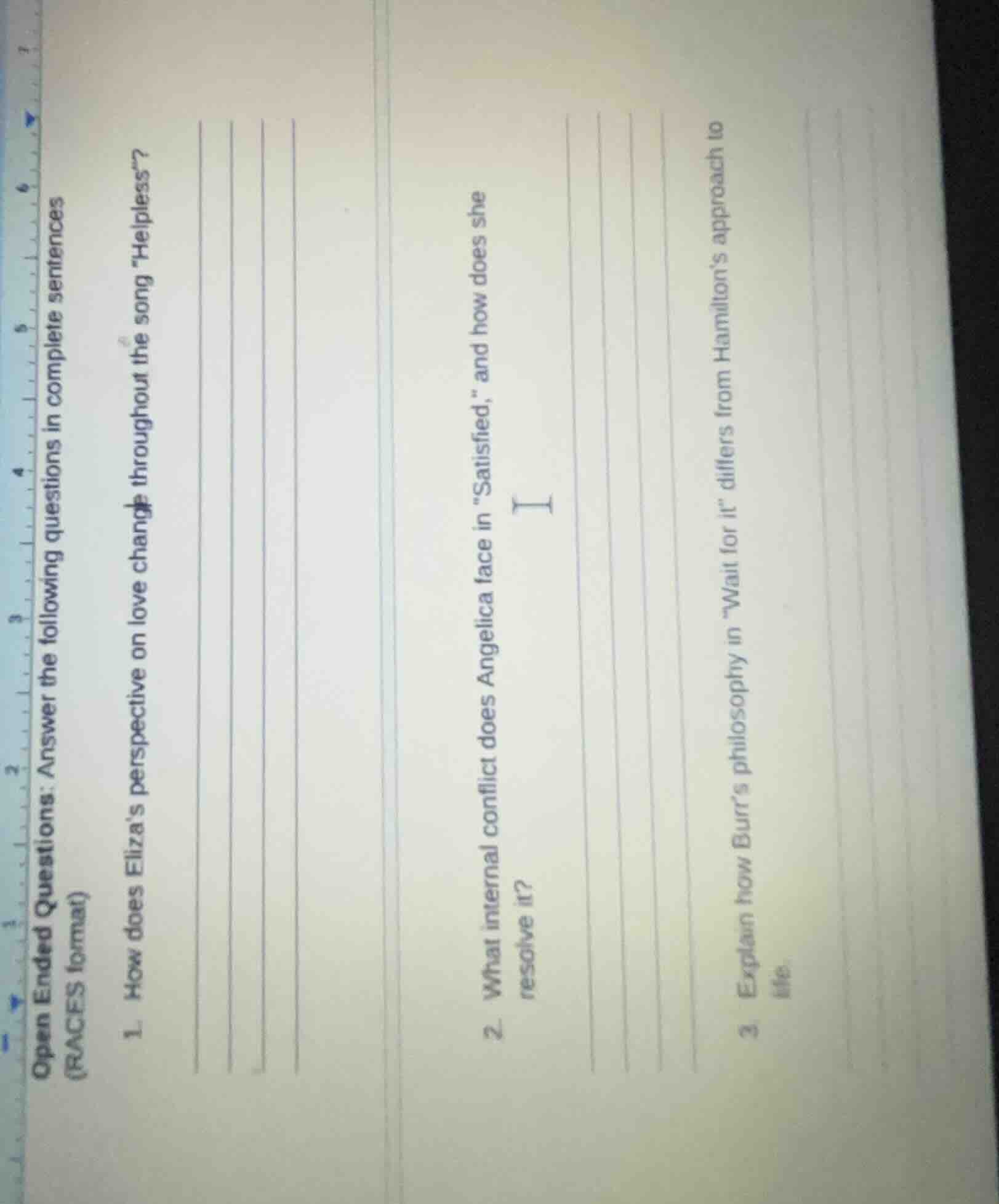 open ended questions: answer the following questions in complete senten…