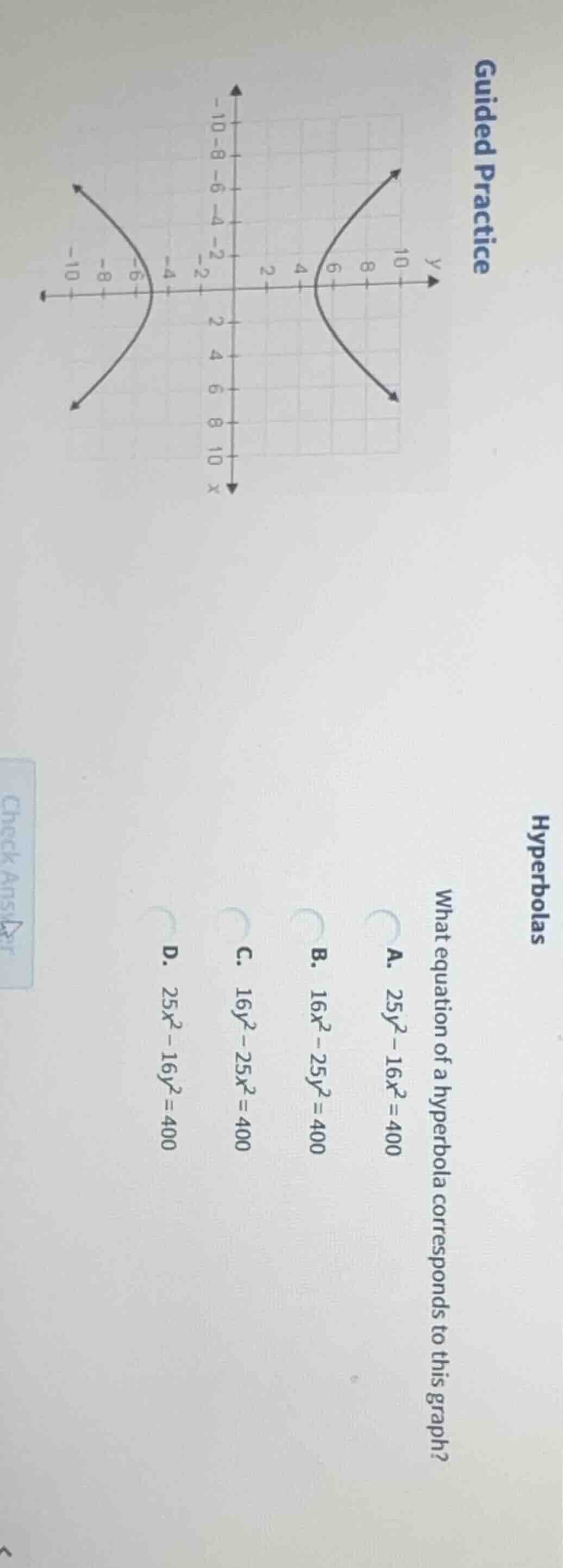 guided practice hyperbolas what equation of a hyperbola corresponds to …