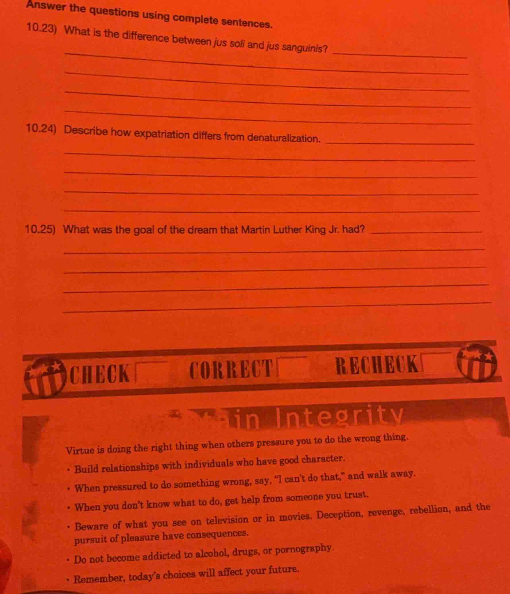 answer the questions using complete sentences. 10.23) what is the diffe…