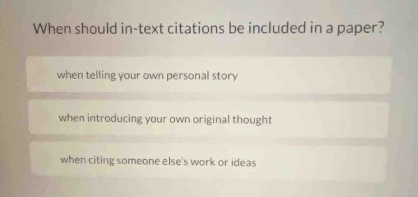 when should in-text citations be included in a paper? when telling your…