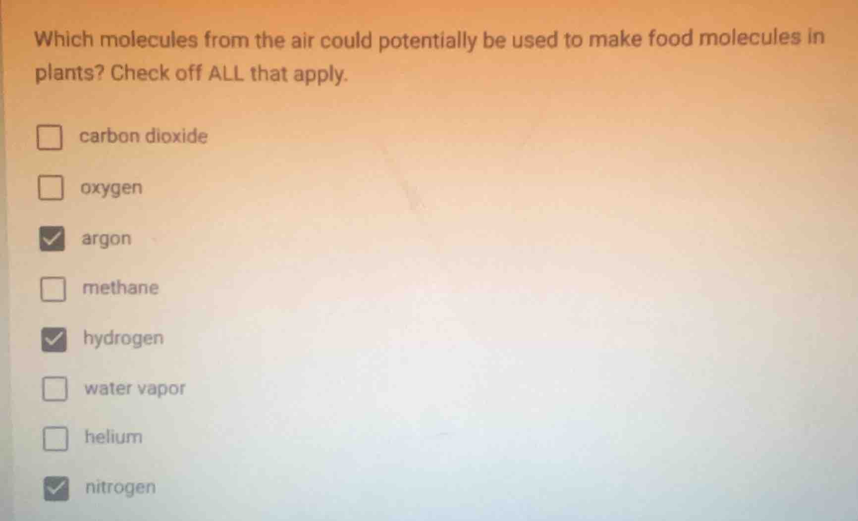 which molecules from the air could potentially be used to make food mol…