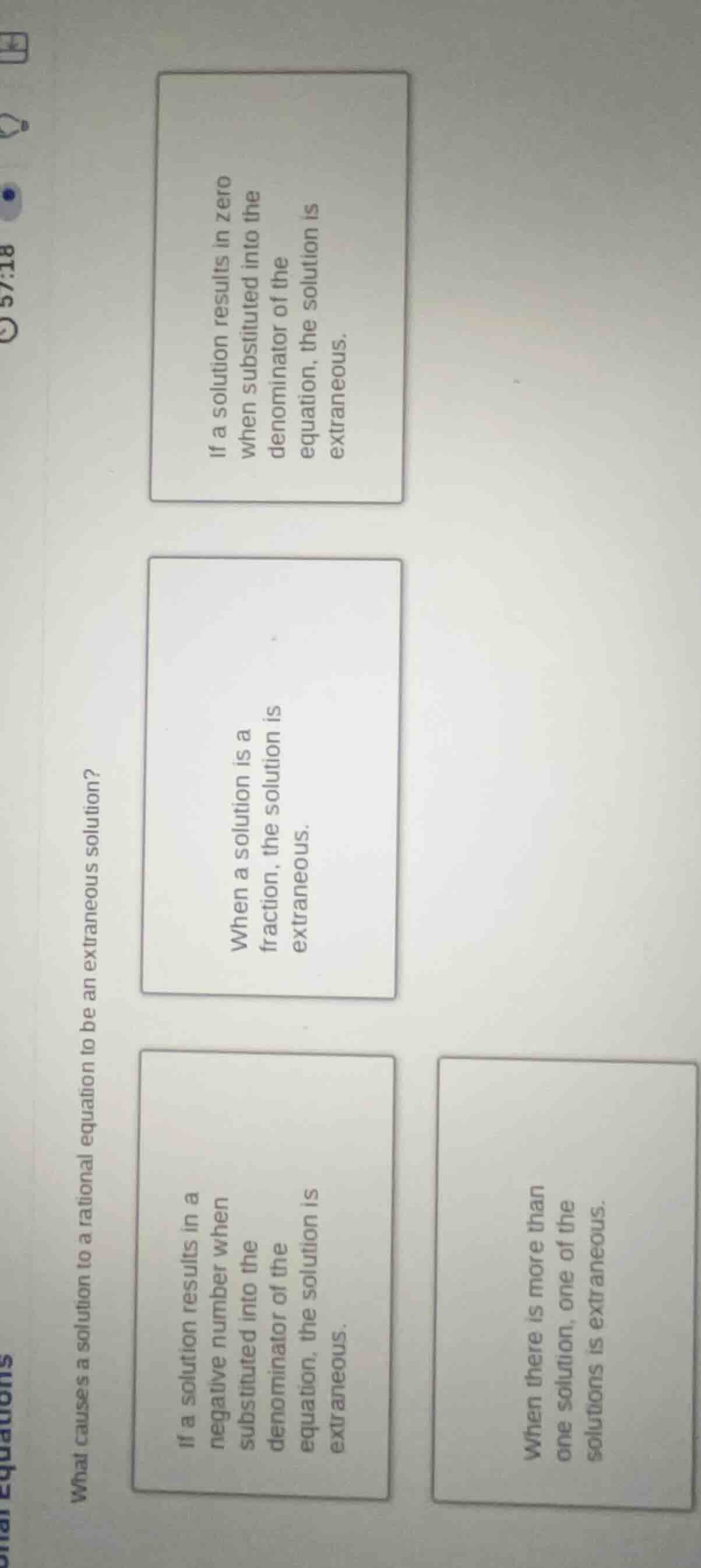 what causes a solution to a rational equation to be an extraneous solut…