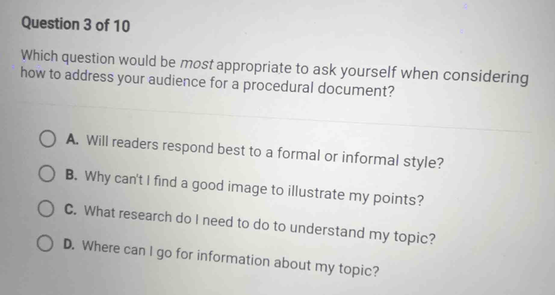 question 3 of 10 which question would be most appropriate to ask yourse…